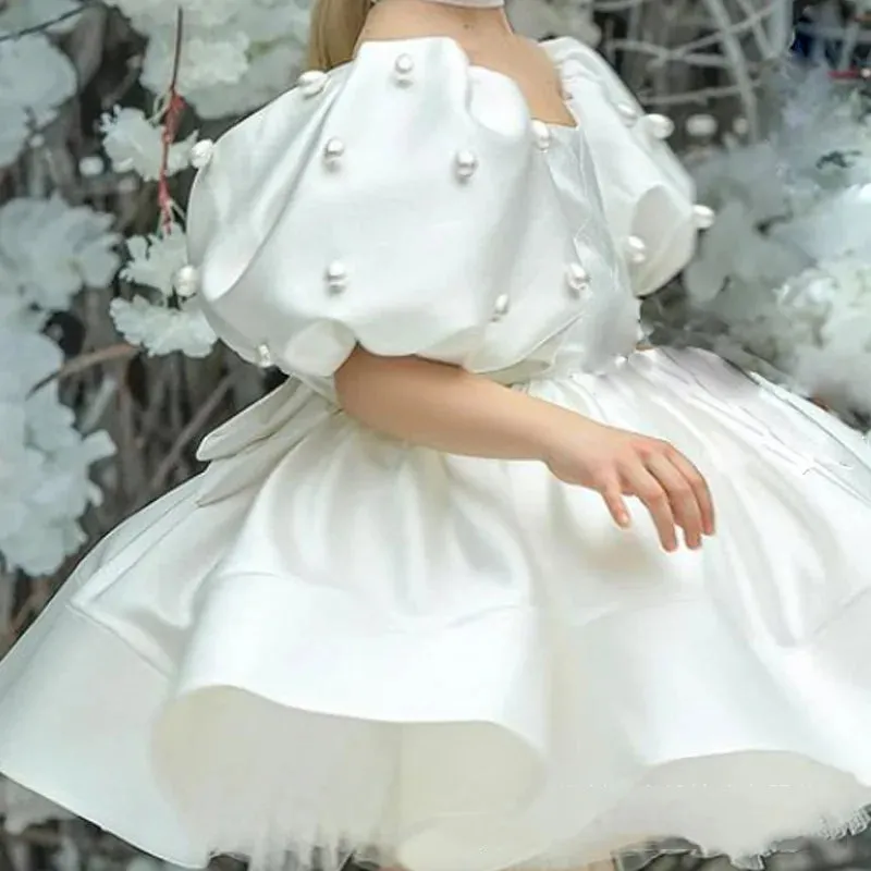 2023 Elegant Retro Princess Dress for Baby Girls | Fashion Puff Sleeve Birthday & Party Dress with Pearls