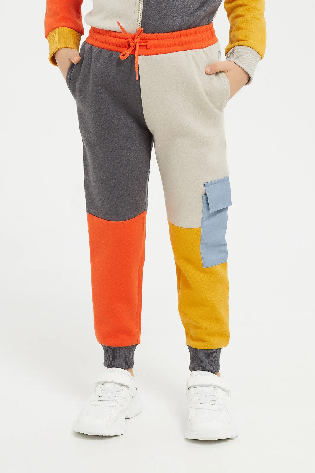 Boys Assorted Paneled Hooded Sweatshirt With Jog Pants (2 Piece)