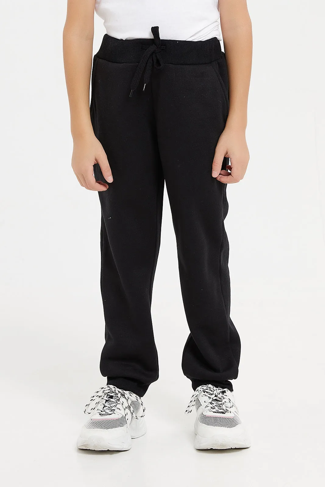 Boys Black Hooded Sweatshirt With Jog Pants (2 Piece)