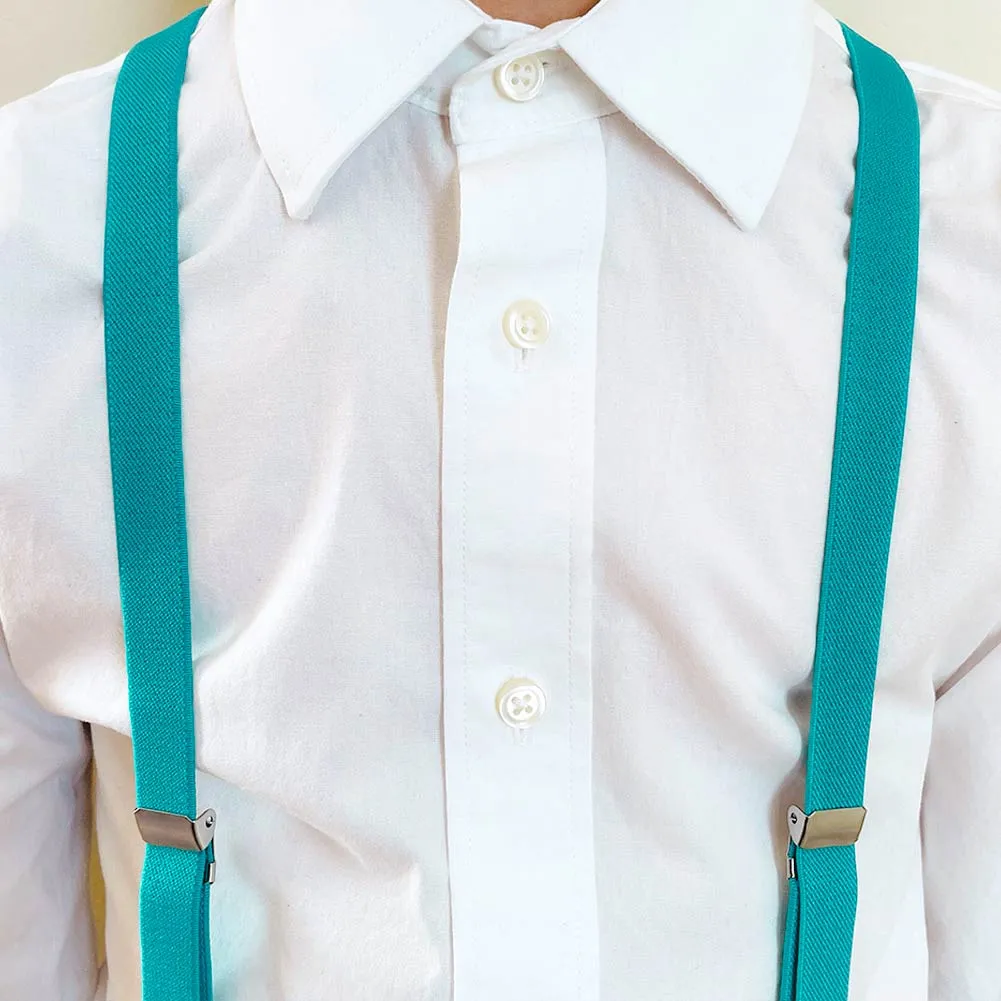 Boys' Cyan Skinny Suspenders