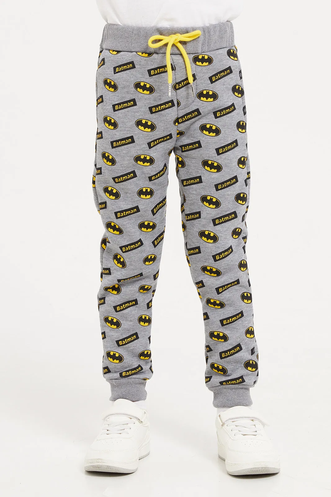 Boys Grey Batman Print Hooded Jog Suit (2 Piece)