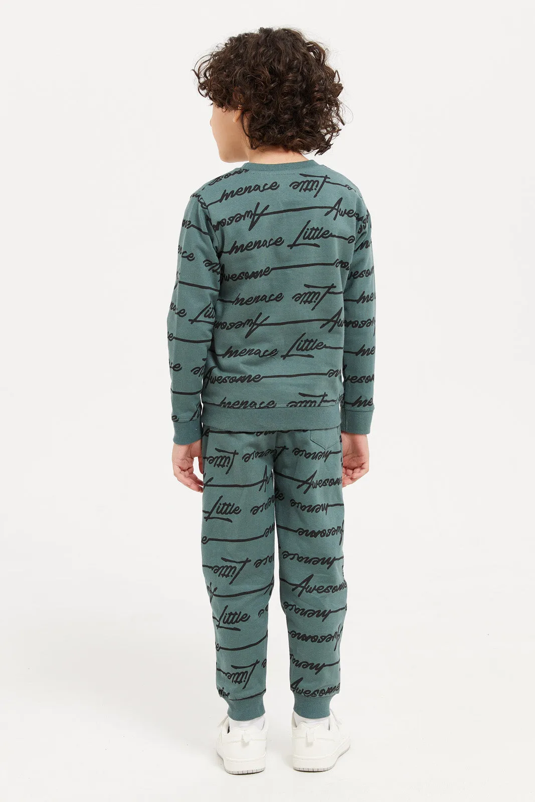 Boys Grey Printed Jog Suit (2 Piece)