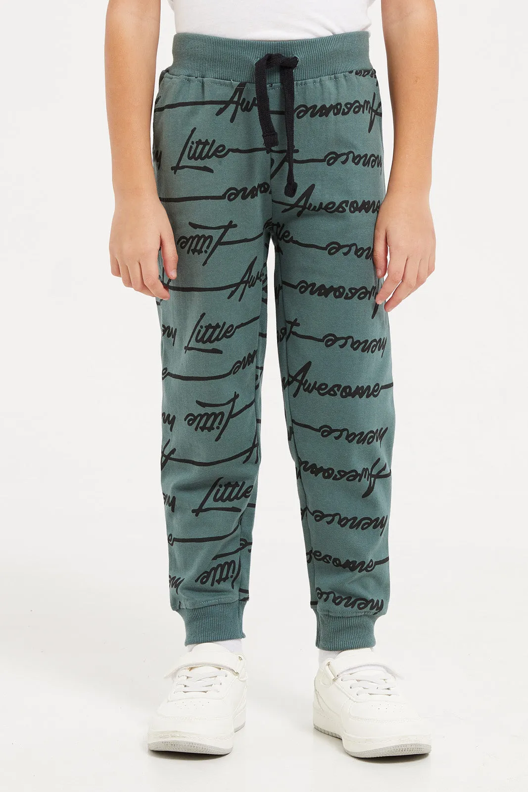 Boys Grey Printed Jog Suit (2 Piece)