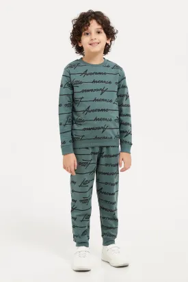 Boys Grey Printed Jog Suit (2 Piece)
