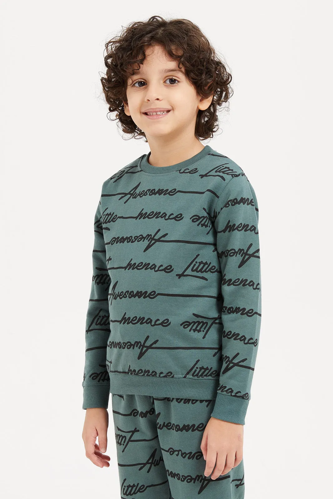Boys Grey Printed Jog Suit (2 Piece)