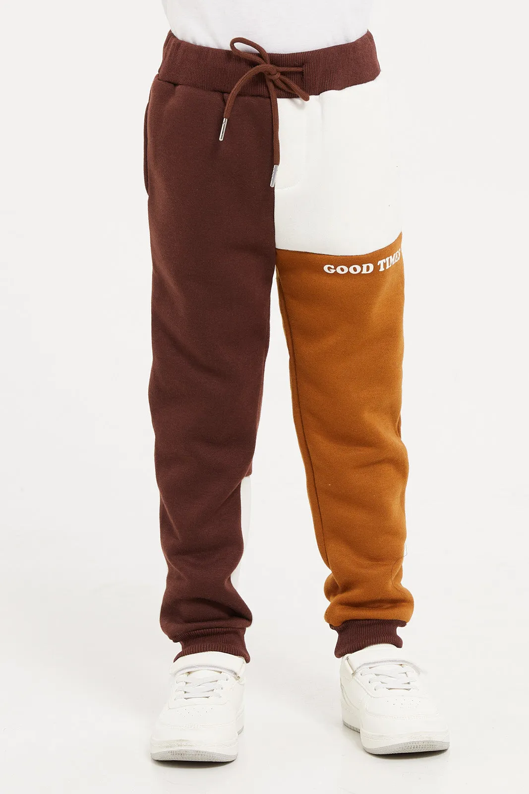 Boys Multicolour Colour Block Hooded Jog Suit (2 Piece)