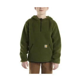 Carhartt Kids' Child Long Sleeve Fleece Hooded Half Zip Sweatshirt - Olive