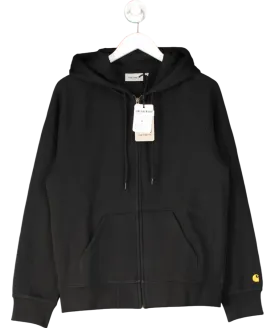 Carhartt WIP Black / Gold Hooded Chase Zip Sweatshirt Jacket UK S