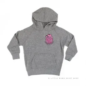 Cowgirl at Heart - Disco (Pocket) w/ Howdy x3 on Back - Distressed Design - Child Hoodie