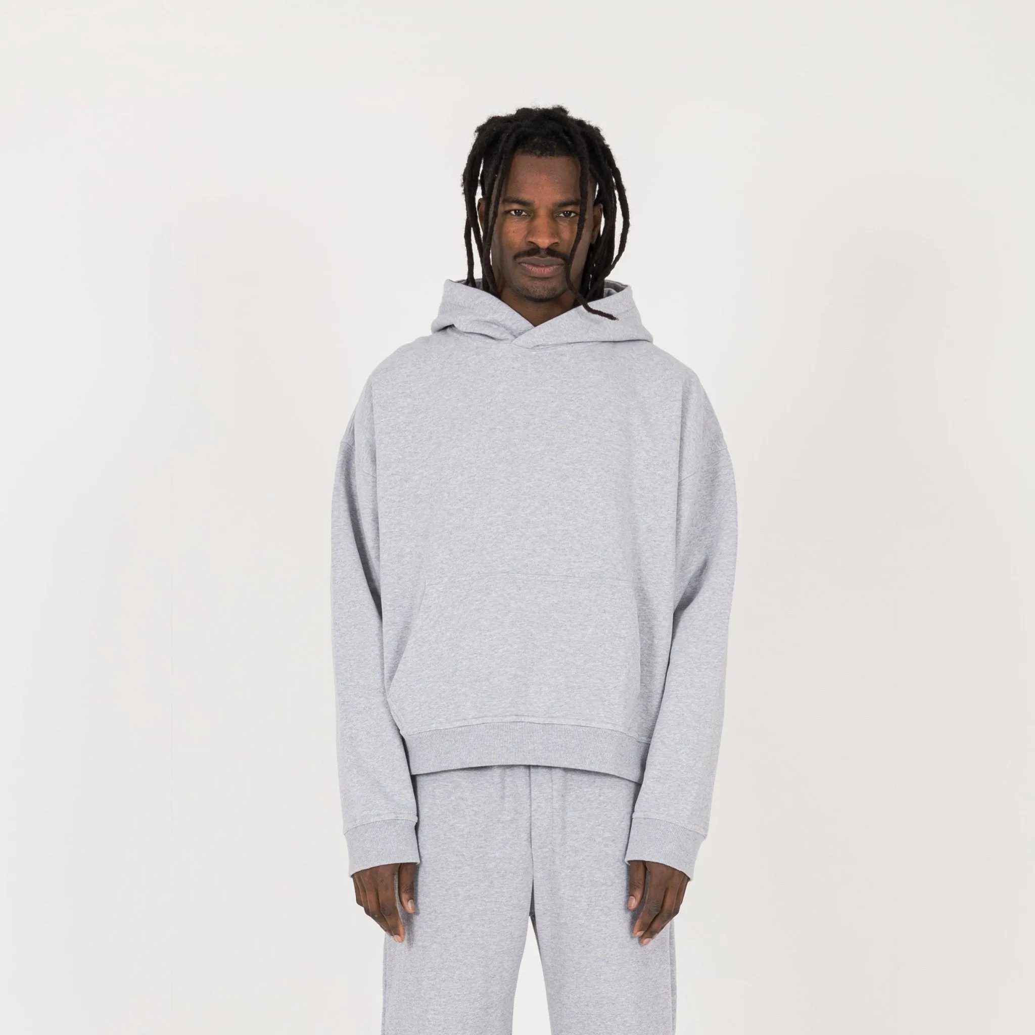 Cropped Hoodie - Light Marl Grey