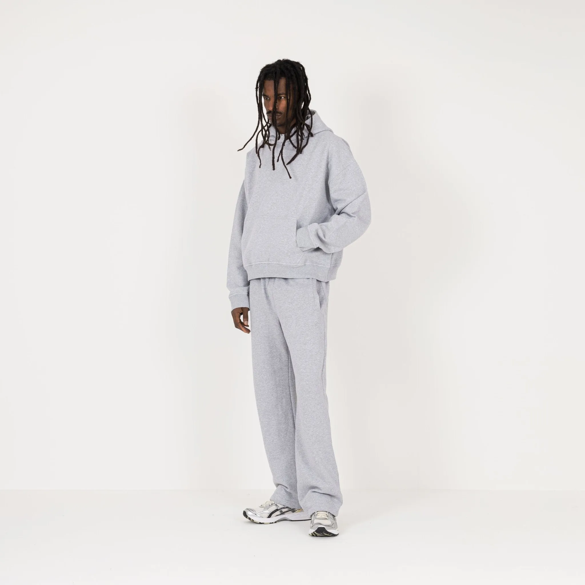 Cropped Hoodie - Light Marl Grey