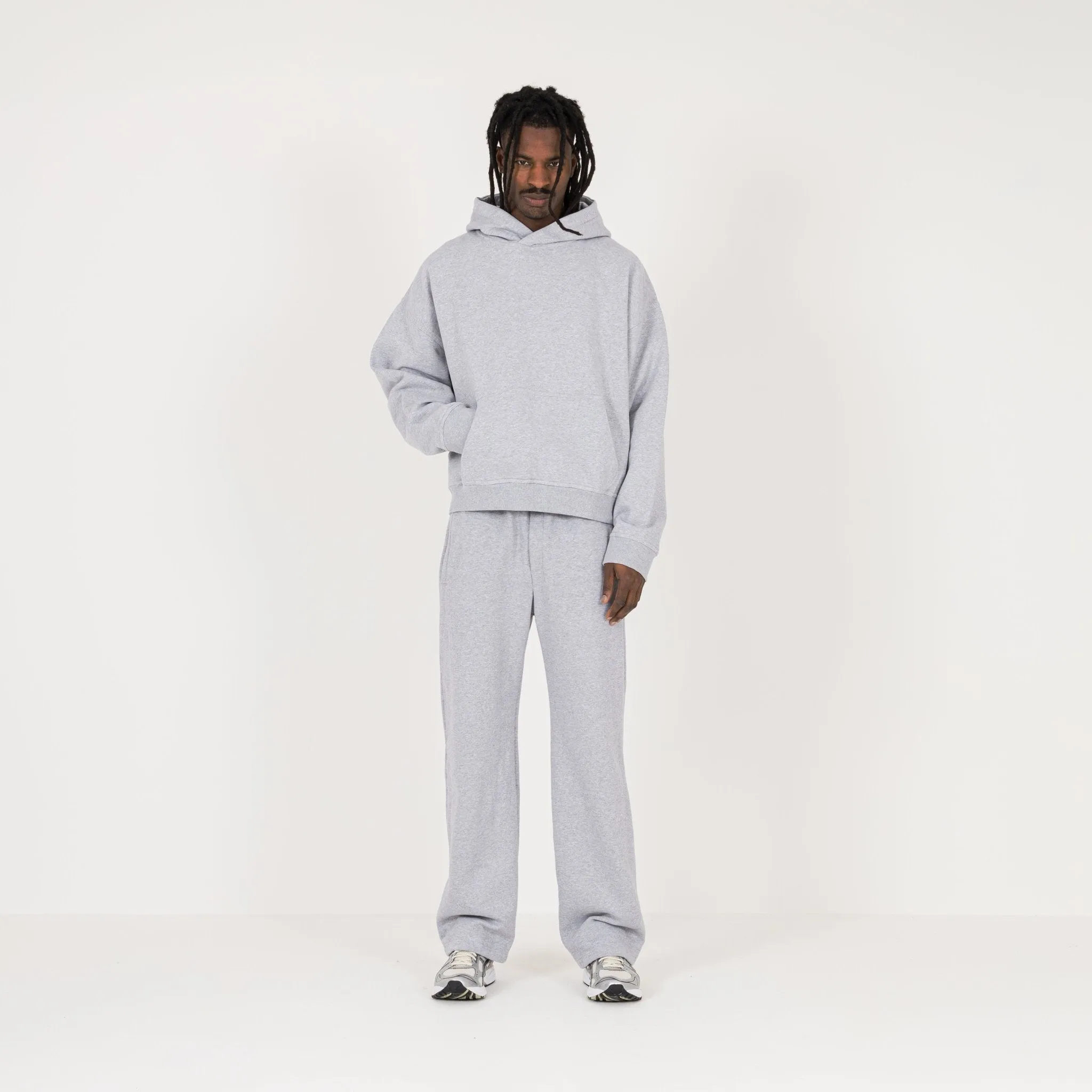 Cropped Hoodie - Light Marl Grey