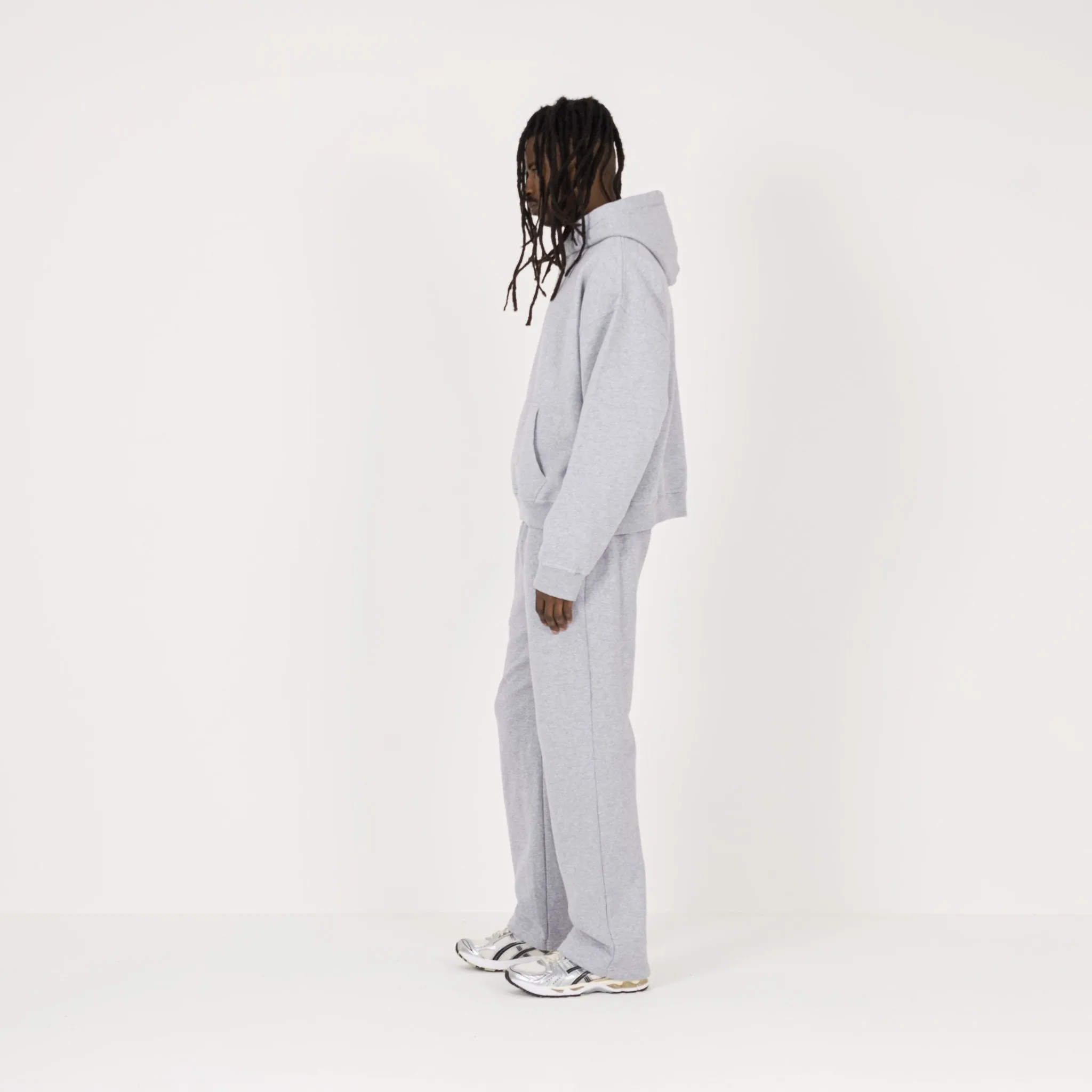 Cropped Hoodie - Light Marl Grey