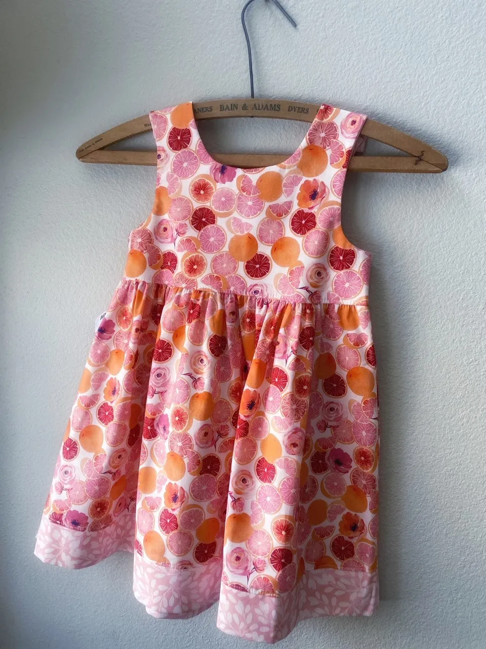 Dress, Pink Grapefruit Cotton Girls Sundress