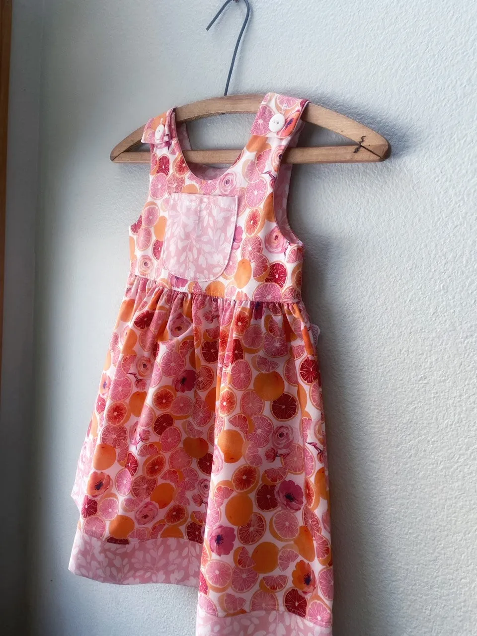 Dress, Pink Grapefruit Cotton Girls Sundress