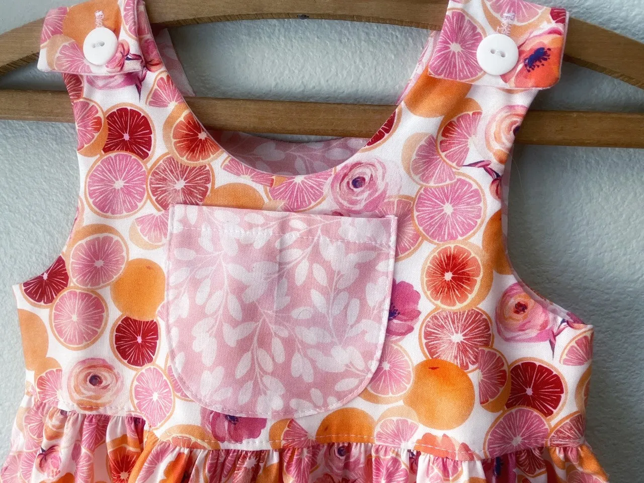 Dress, Pink Grapefruit Cotton Girls Sundress