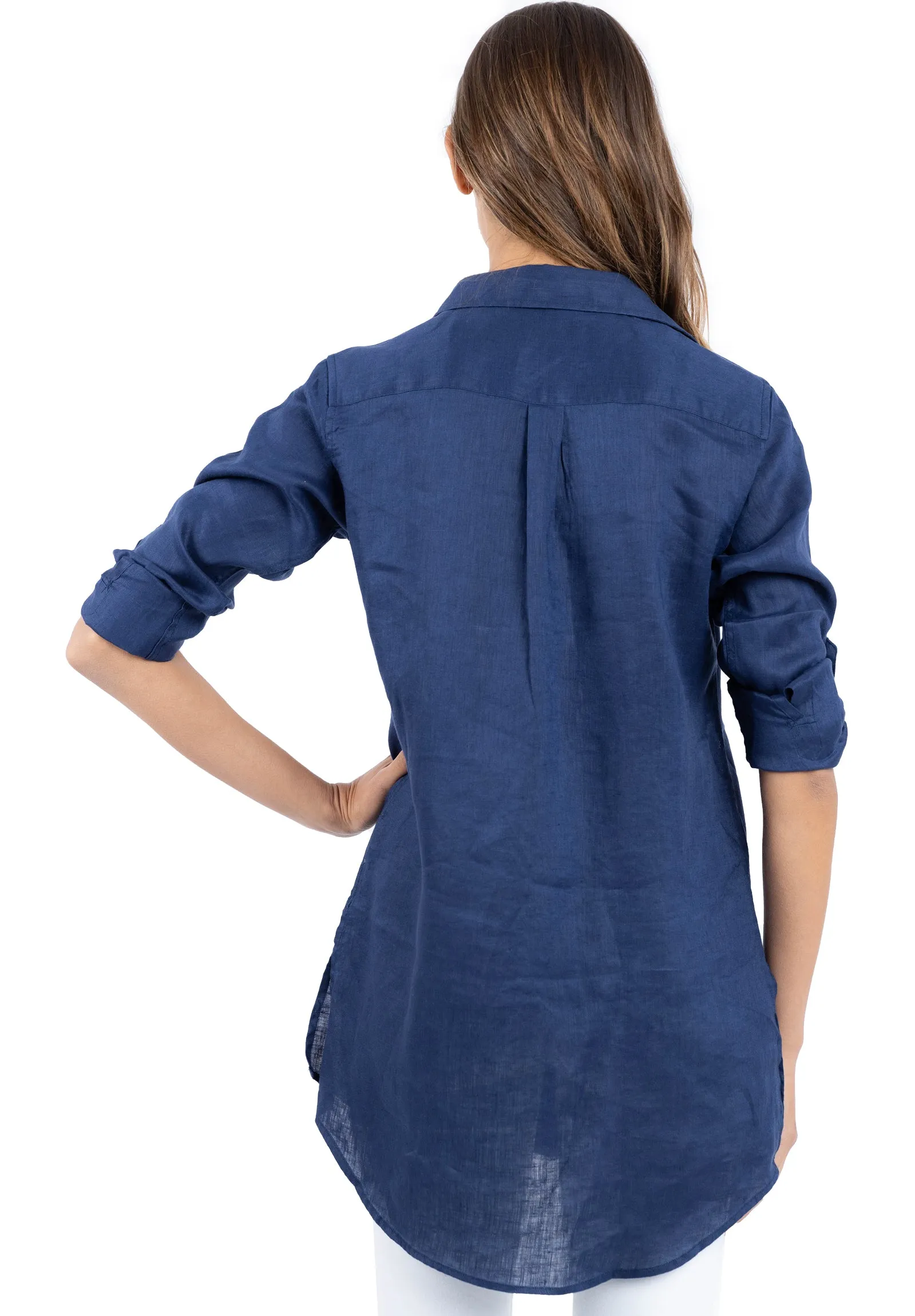 Gaia Navy Blue Relaxed Linen Tunic