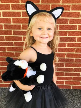 Girls Black Cat Costume - Kids Costume Set with Black Tutu, Tail, & Ears