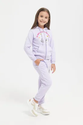 Girls Lilac Zip Thru Jogger Set (2 Piece)