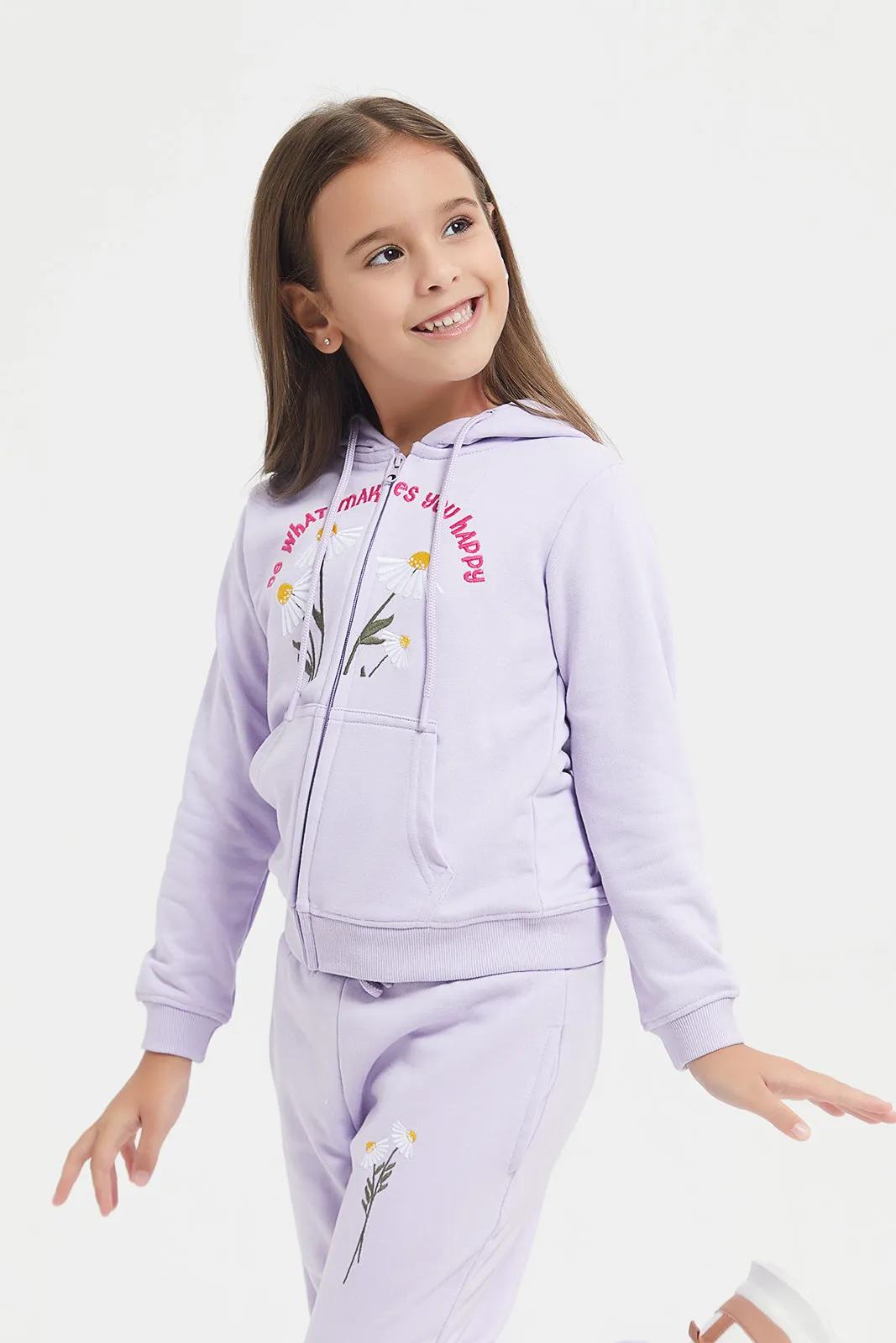 Girls Lilac Zip Thru Jogger Set (2 Piece)