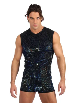 Gregg Homme Blue Leopard Velvet Muscle Shirt Gregg Homme Blue Leopard Velvet Muscle Shirt