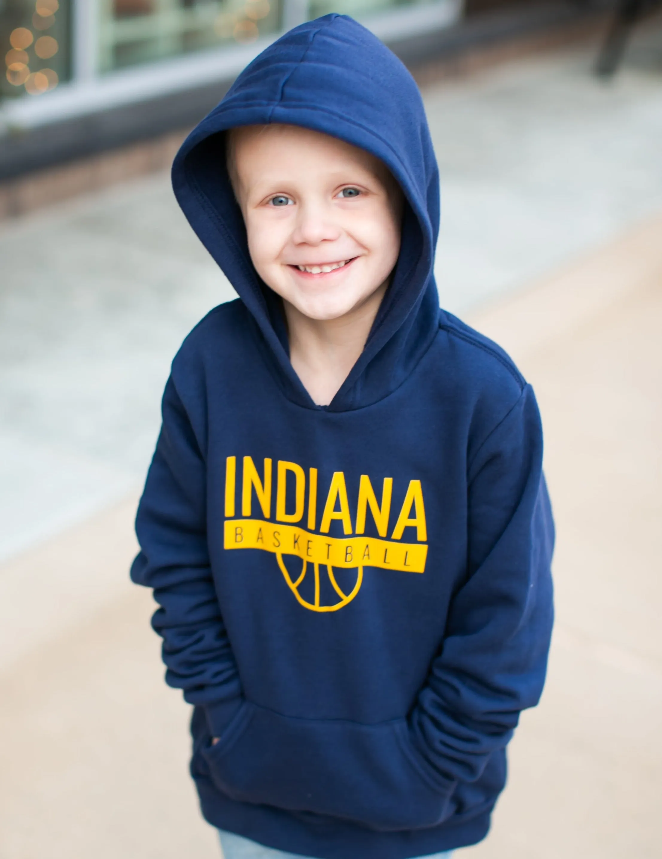 Indiana Basketball Hooded Sweatshirt in Navy and Gold