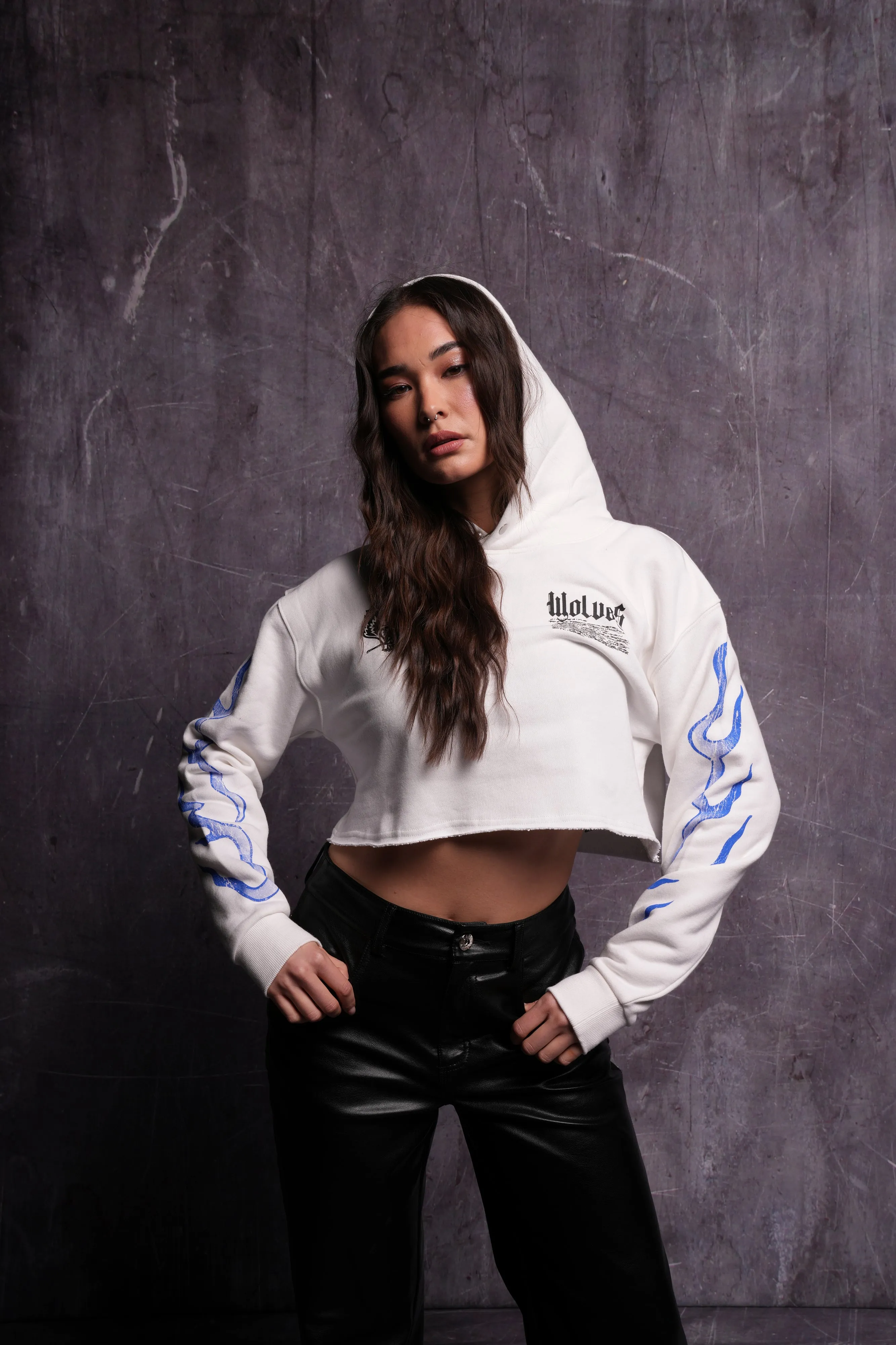 Infernal Bloom "Pierce" (Cropped) Hoodie in Cream