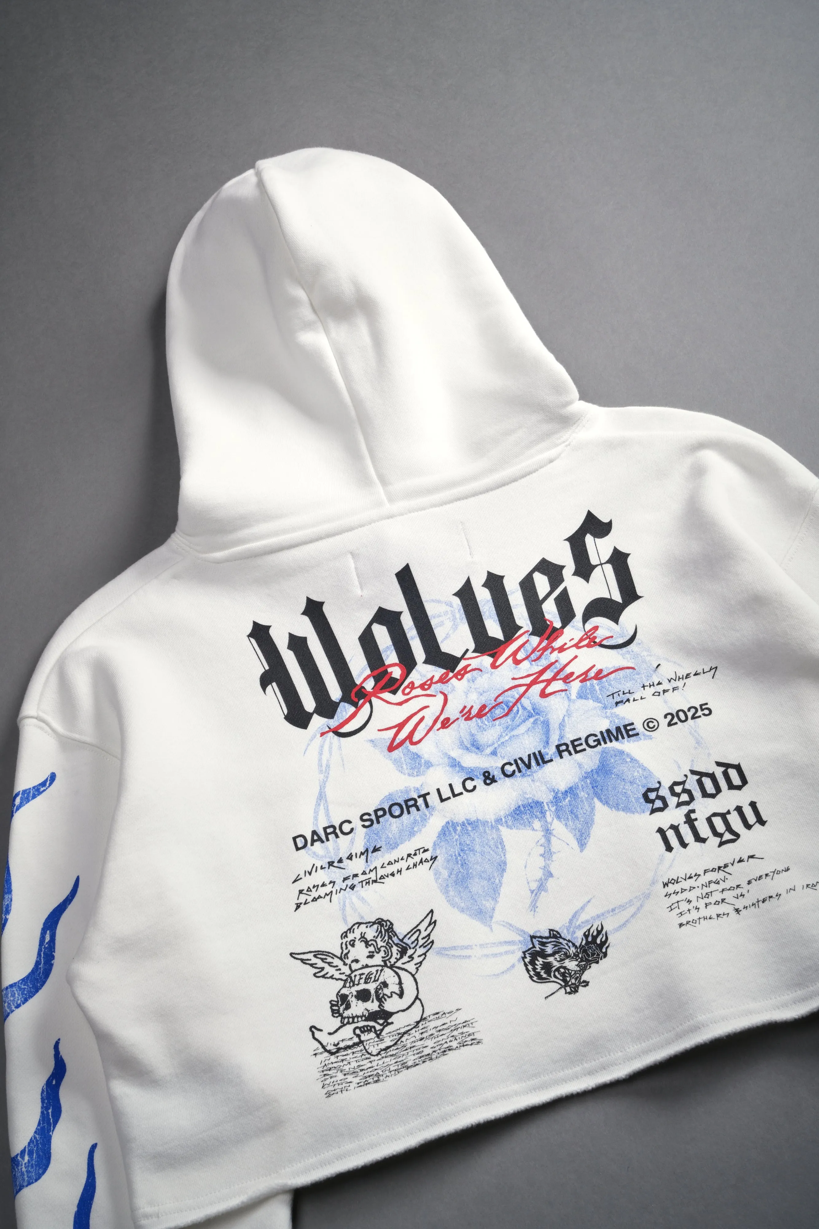 Infernal Bloom "Pierce" (Cropped) Hoodie in Cream