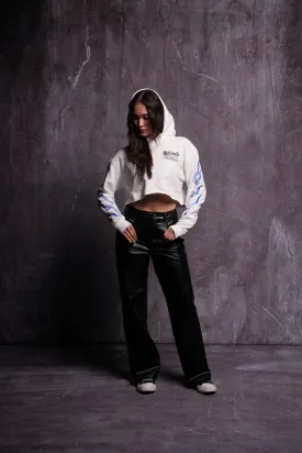 Infernal Bloom "Pierce" (Cropped) Hoodie in Cream