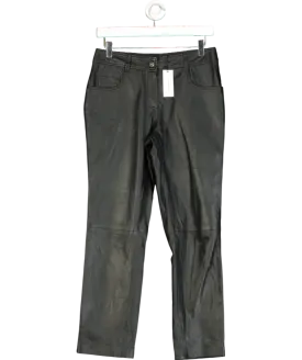 Karen Millen Black Leather Skinny Cropped Jean UK 8