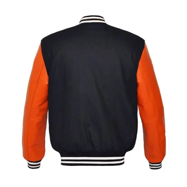 Kids Black And Orange Varsity Jacket
