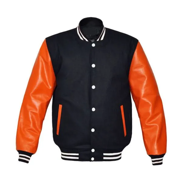 Kids Black And Orange Varsity Jacket