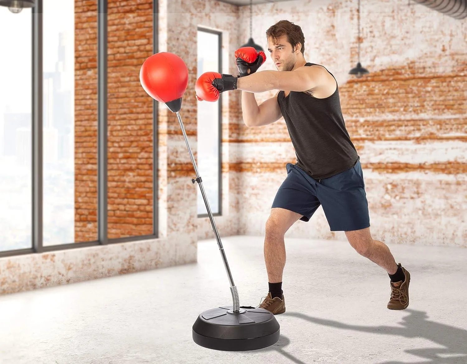 Kid'S Standing Boxing Gloves Punch Bag Set