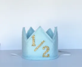 Light Blue and Gold 1/2 Birthday Crown/ 1/2 Birthday Crown