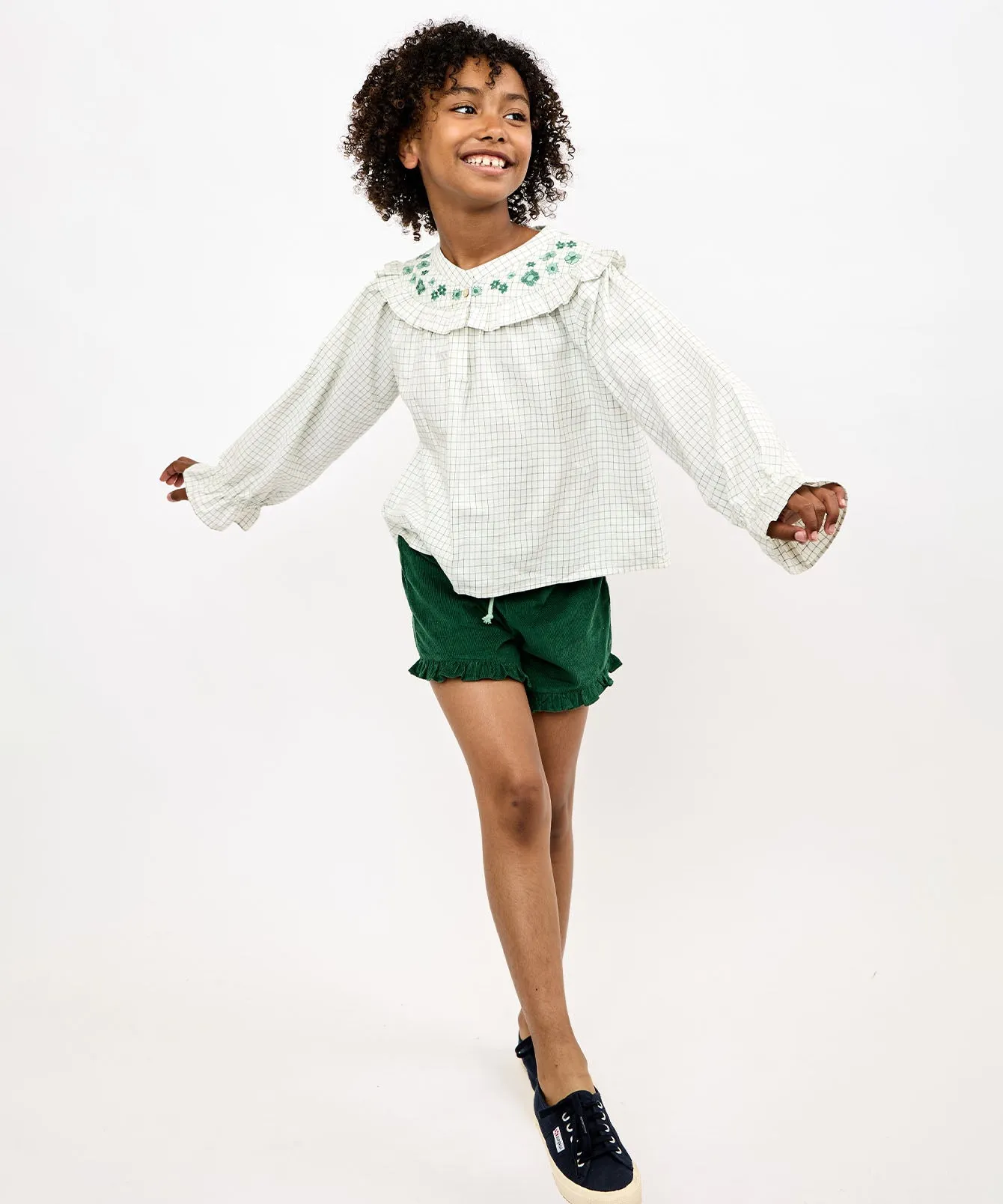 Maggie Blouse, Green Tattersall