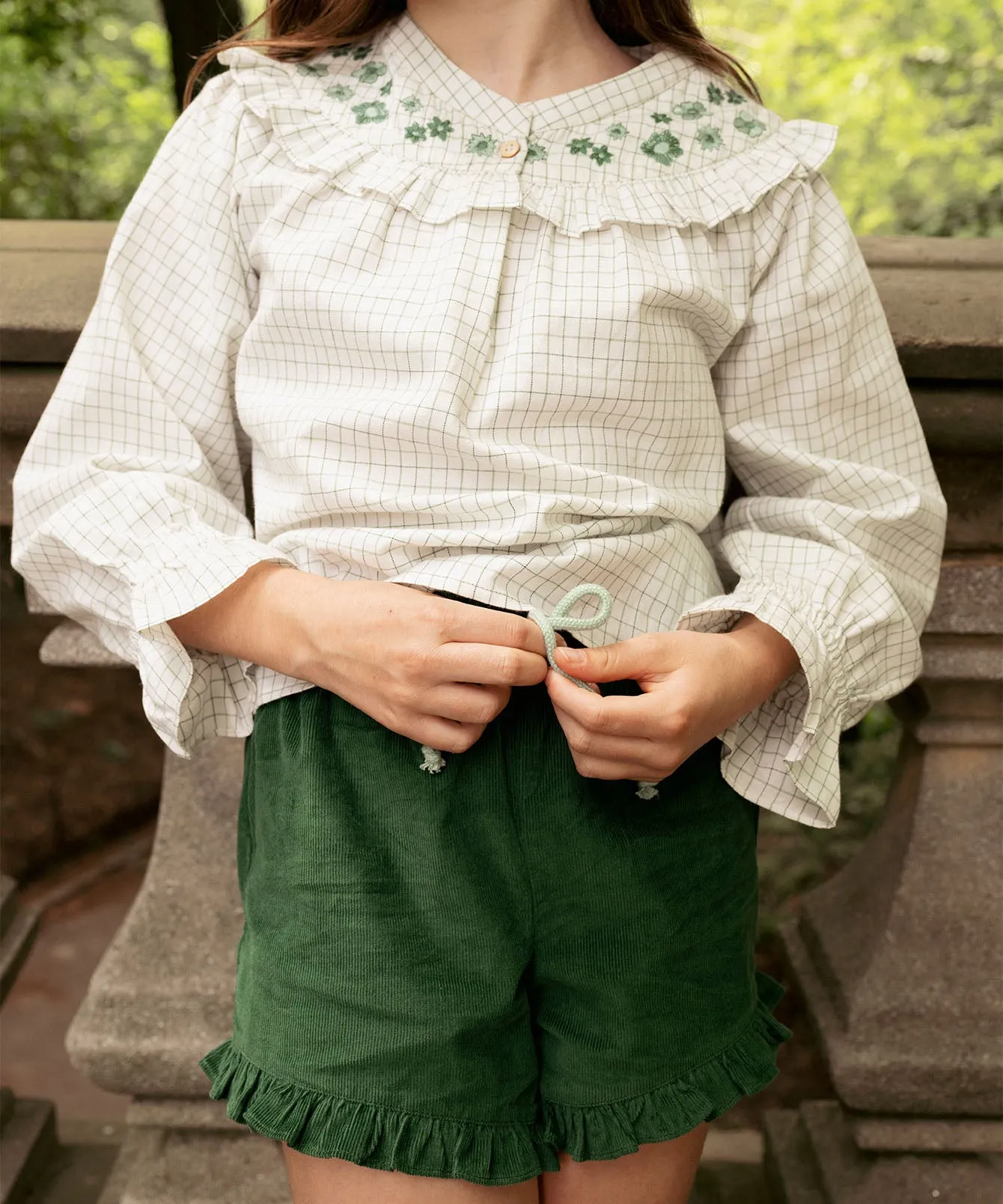 Maggie Blouse, Green Tattersall