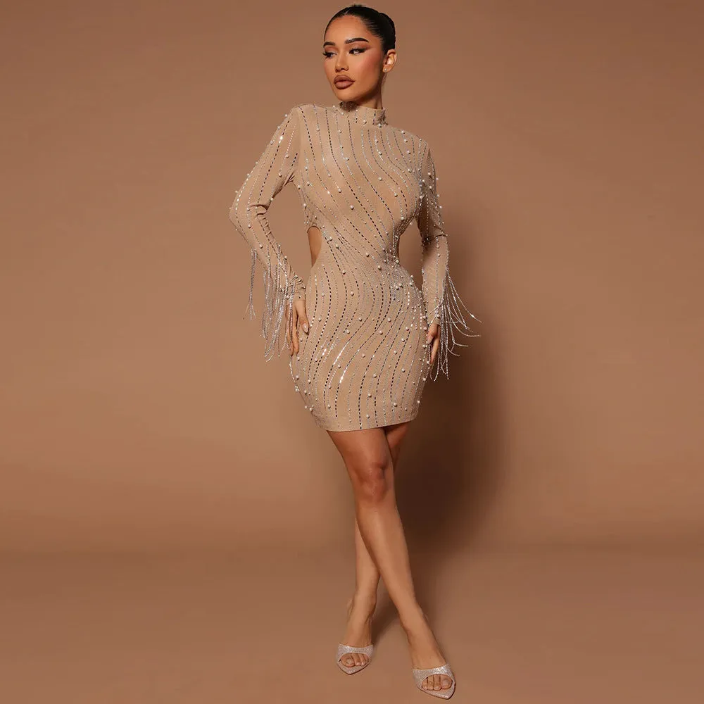 Medusa bodycon dress with sequin Detailing
