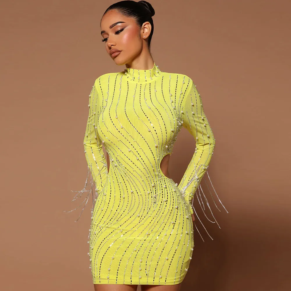 Medusa bodycon dress with sequin Detailing