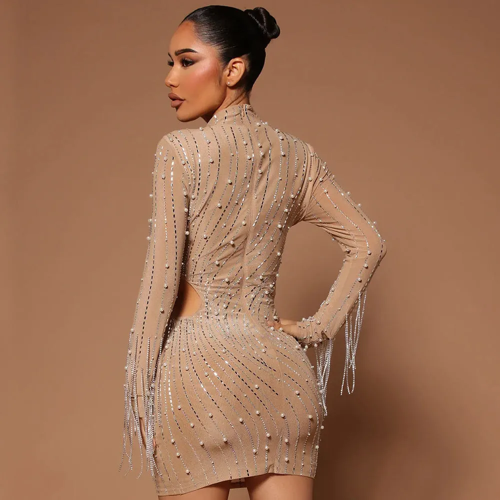 Medusa bodycon dress with sequin Detailing