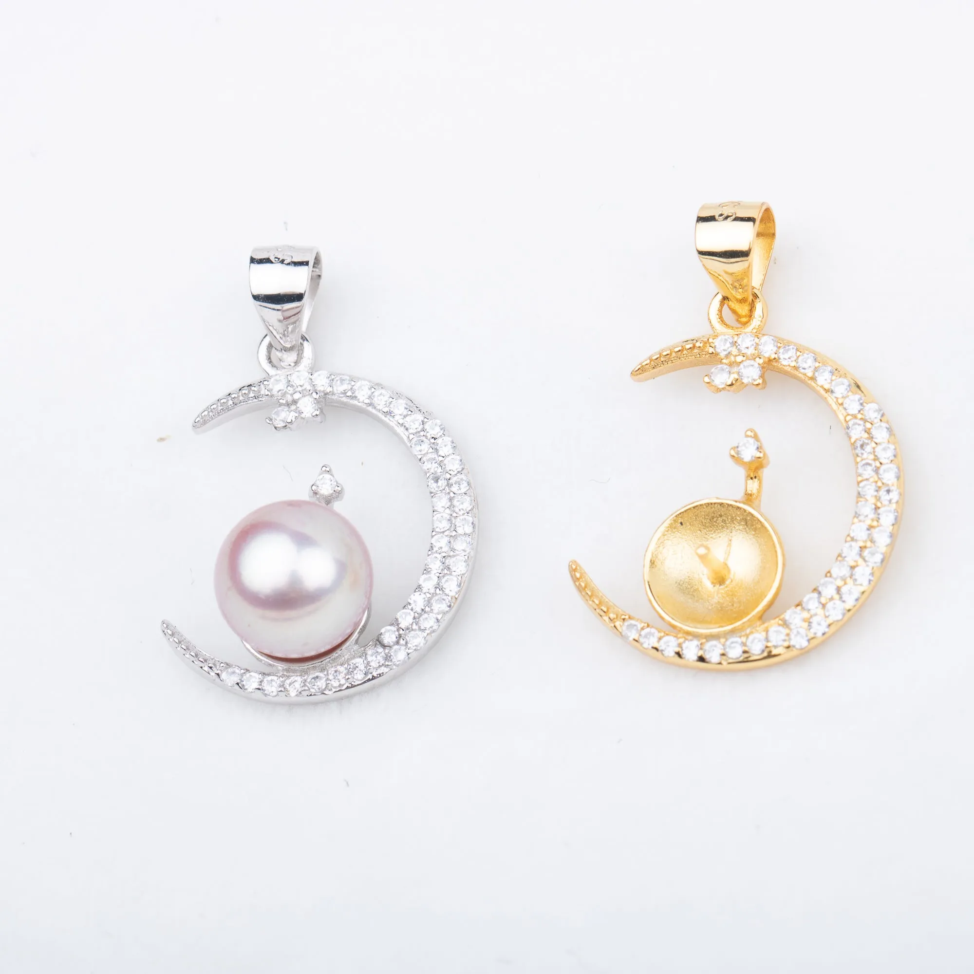 P010879 DIY 7-9mm Natural Freshwater pearl pendant accessory 925 sterling silver engagement jewelry necklace for women