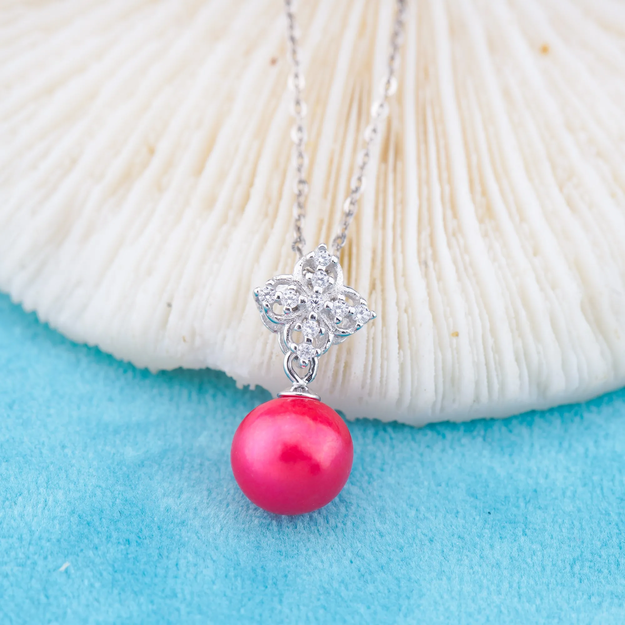 P011048 DIY 6-8mm Natural Freshwater pearl pendant accessory 925 sterling silver engagement jewelry necklace for women