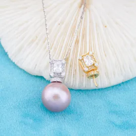 Pe011050  DIY 9-12mm Natural Freshwater pearl pendant accessory 925 sterling silver engagement jewelry necklace for women