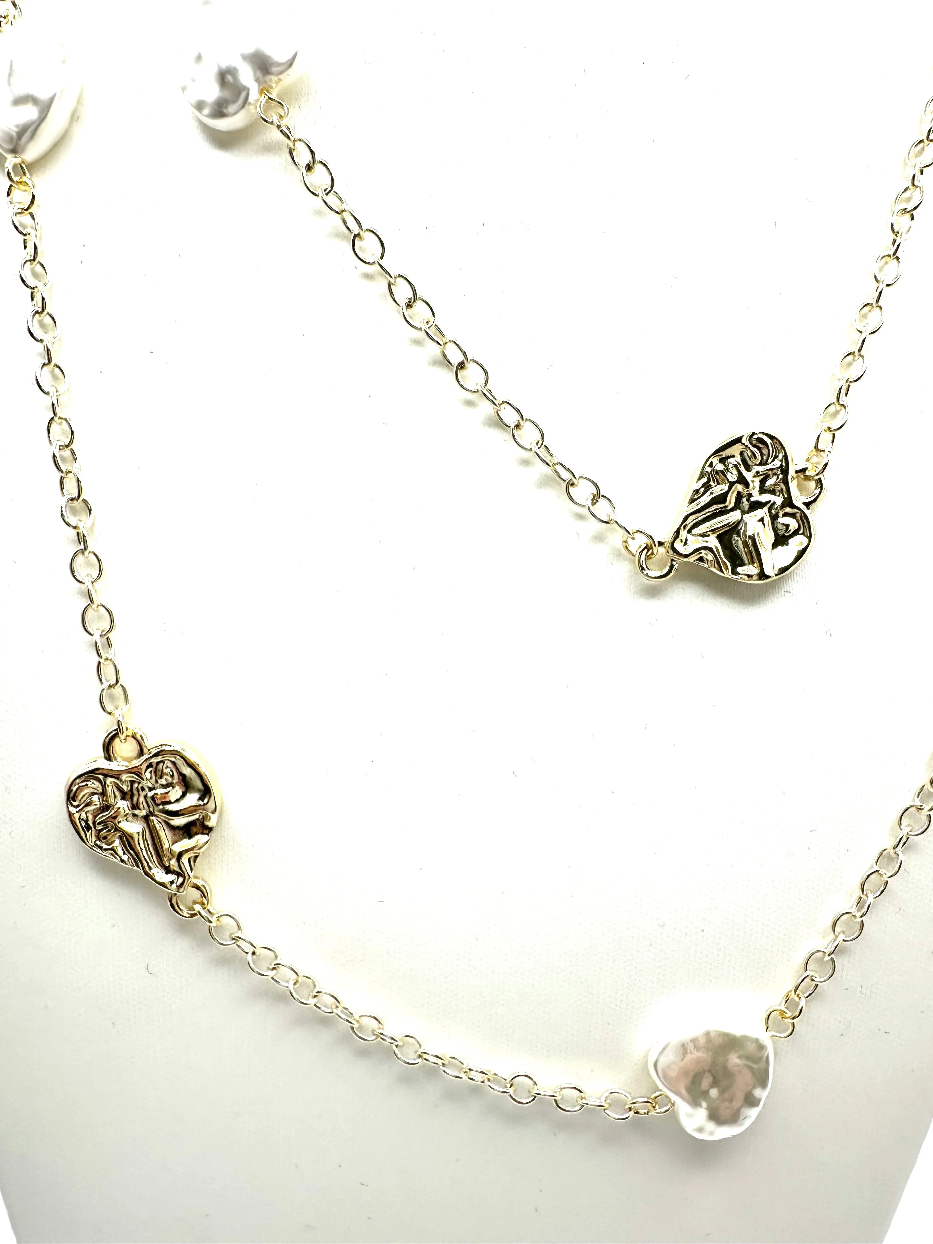 Pearl and Gold Heart Necklace