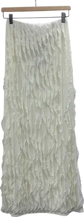 Public Desire Cream Ruffled Detail Maxi Skirt UK 10