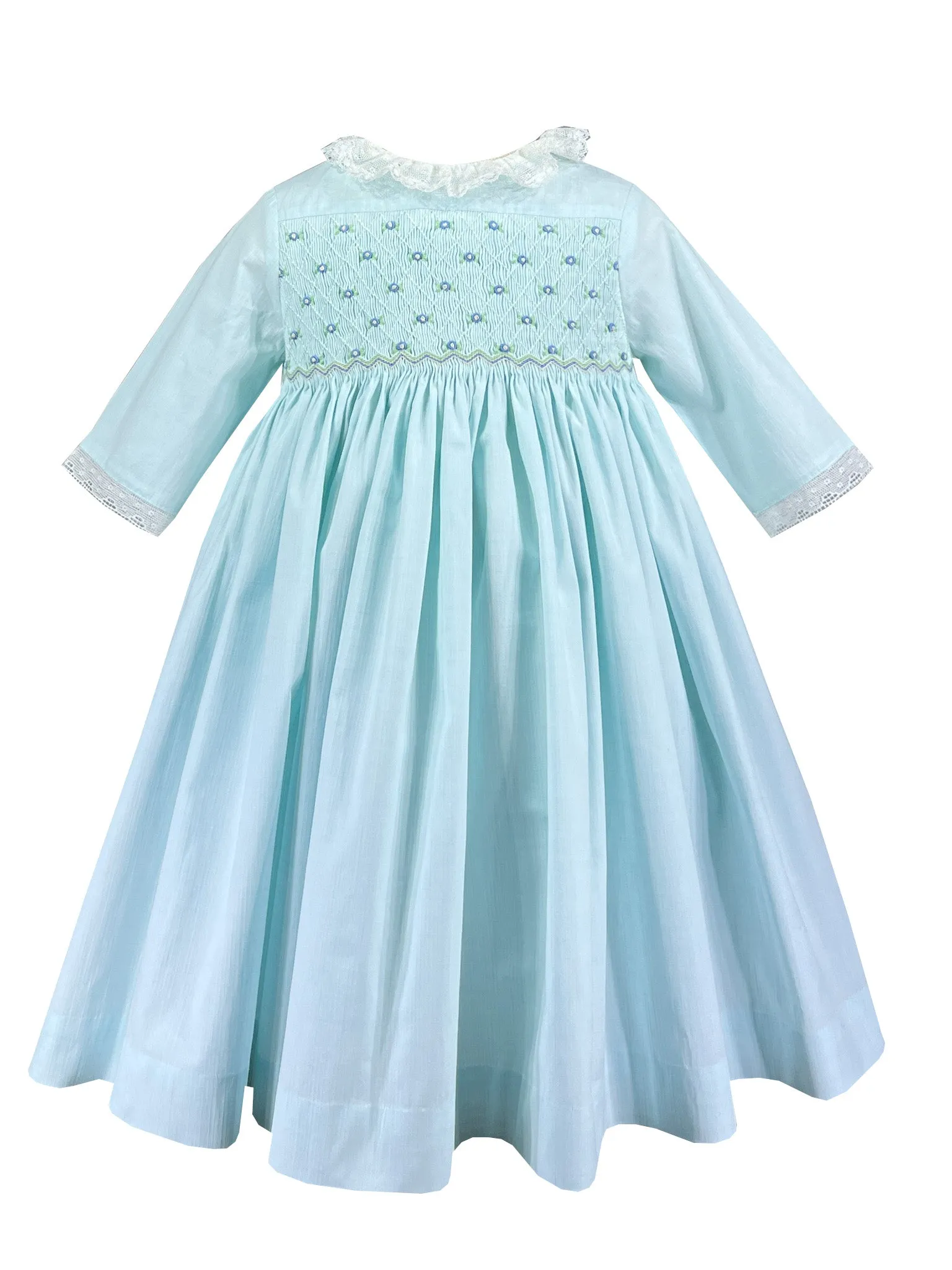 Seafoam and Lace Douce Smocked Dress