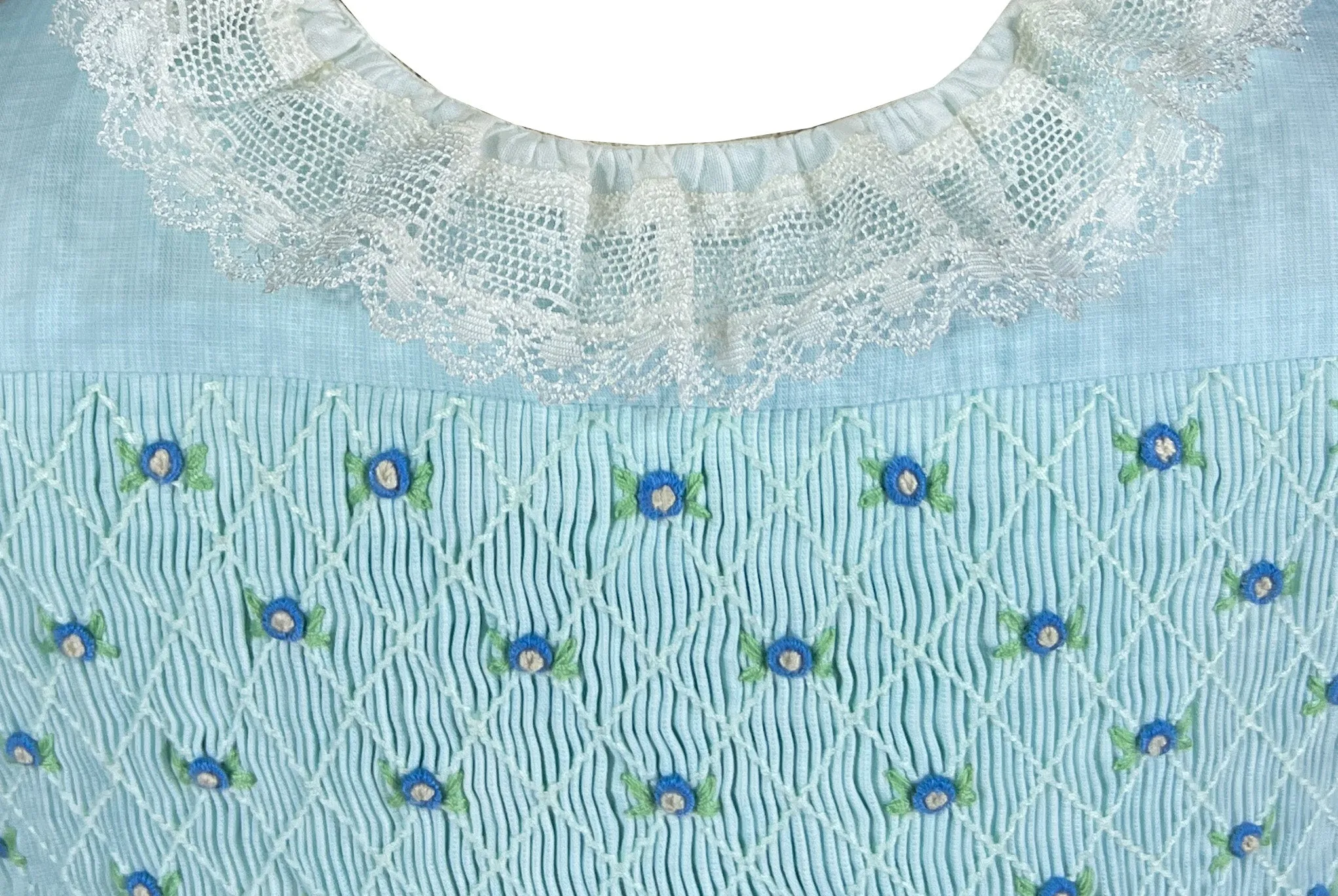 Seafoam and Lace Douce Smocked Dress
