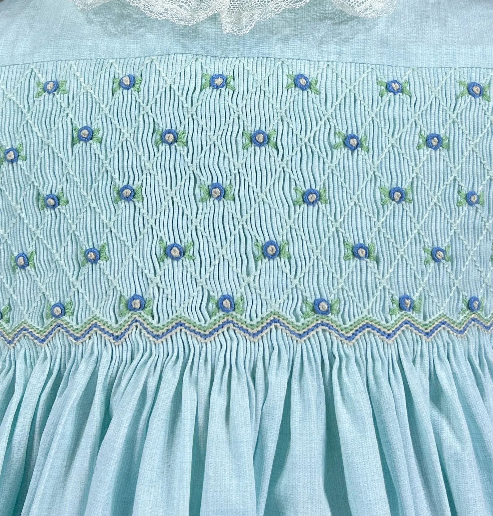 Seafoam and Lace Douce Smocked Dress