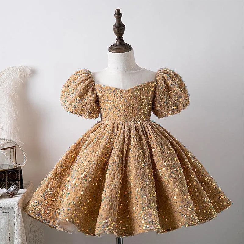 Sequin children's piano dress princess dress