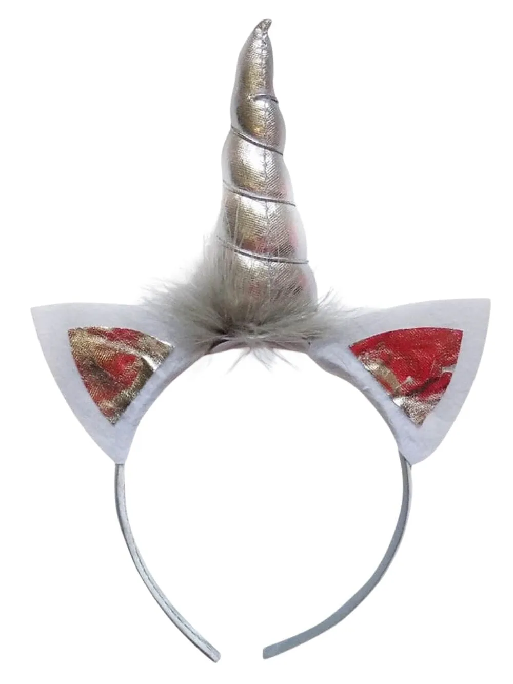 Silver Metallic Unicorn Girls Headband, Kid or Adult Costume Accessories