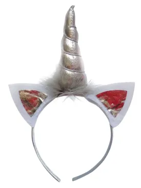 Silver Metallic Unicorn Girls Headband, Kid or Adult Costume Accessories